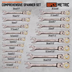 HORUSDY 18Pc Flexi-Head Ratchet Spanner Set Metric 6-30mm Spanners Nickle Plated V465-86471