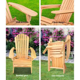 Gardeon Adirondack Outdoor Chairs Wooden Beach Chair Patio Furniture Garden Natural FF-BEACH-CHAIR-NTL