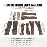 VEVOR 10 Pcs Gas Fireplaces, Large Ceramics for Fireplace Decorative, Heat-Resistant Wood V952-TCXWYM10YM00A45M1V0