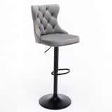 4x Height Adjustable Swivel Bar Stool Velvet Nailhead Barstool with Footrest V226-SW1812GY-2