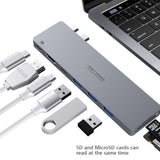 INTACT 9820T 8-in-1 Dual USB-C Adapter for MacBook/Pro HDMI/ Thunderbolt3/USB3.0*3/TypeC/SD/TF V28-ELEINT9820T