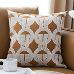 SOGA 50cm Throw Pillow Brown Circular Chain Jacquard Decorative Square for Home Decor FRENCHCUSHION335