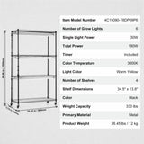 Plant Stand with Grow Lights 4 Tiers 180W 150 cm Tall Plant Grow Shelf V952-GNZWJ150CM90CHT6KV3