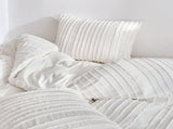 White Tufted Stripe Bedding Set - 3 Piece Quilt Cover and Pillowcase Set - V888-ELOSUNG54960-4