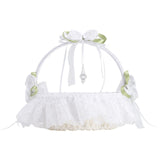 Wedding White Flower Basket Silk Ribbon Decor Elegant Romantic Flower Basket for Wedding Photography V1294-YM0523-220409TW0136