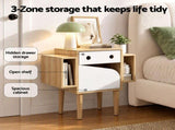 Artiss Bedside Table with Drawer Robot Design for Kids' Room Bedroom Pine FUR-AE-BS-BOT-WD