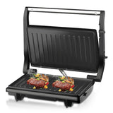 Versatile Electric Grill and Panini Press with Brushed Stainless Steel Lid, Double-Sided Non-Stick V1341-ZY-FQQ757ER-SILVER