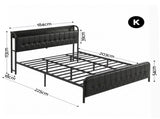 Artiss King Bed Frame with Storage Headboard SAA Certified Charging Station BFRAME-J-MARK-K-BK-AB