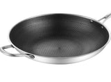 Stainless Steel Wok Pan Double Sided Honeycomb 3 Layer Prevent Sticking Easy Cleaning Wok for V1294-YM0717-3118220189616