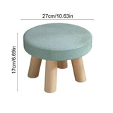 Round Wooden Foot Stool with Padded Seat - Solid Wood Stool for Footrest, Small Side Table, or Extra V1370-AZ4-11180