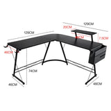 L Shaped Computer Desk Round Corner Gaming Desk PC Laptop Workstation Reversible Wood Table With V985-ROUNDCORNERGAMINGDESK