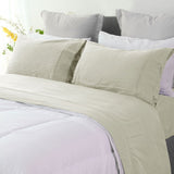 Ramesses Oatmeal Pebble Wash Linen Look Alternative Sheet Set Queen V442-KIT-SHEETS-PEBBLEWASHLINEN-OATMEAL-QS