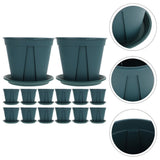 14-Piece Green Resin Planting Pots Set with Enhanced Air Permeability for Garden and Indoor Use V1192-AZ-W-21103