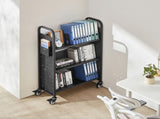 Rolling Library Book Cart, 150 kg Capacity, 77 x 38 x 122 cm Library Cart, Single Sided V-Shaped V952-VXTSGTCHS3307B7MH001V0