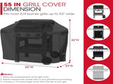 Grill Cover 55 Inch for Outdoor Grill, Heavy Duty, Waterproof, Fade Resistant, BBQ Cover with V1258-DP02-C-139
