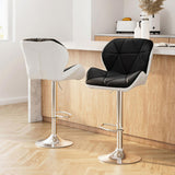 Artiss 2x Bar Stools Gas Lift Padded Leather Black & White BA-K-717A-BK-WHX2