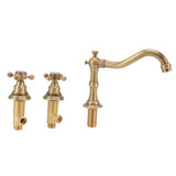 Double Handle Faucet Copper Leakproof Corrosion Resistant Beautiful G1/2 Thread Three Hole Bathroom V1294-YM0715-3112220048611