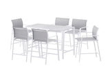 Gardeon 7PCS Outdoor Bar Set Stools Dining Chairs Table Patio Steel Bistro Set White ODF-BARSET-WH-7STEX-ABC