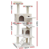 i.Pet Cat Tree 134cm Tower Scratching Post Scratcher Wood Condo House Bed Beige PET-CAT-801F-BE