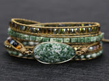 Vintage Handwoven Natural Stone Beaded Bracelet Bohemian Charm, Each Amethyst Unique V1232-TRSSL001