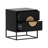 Sarantino Silvia Bedside Table with 2 Drawers - Black CBT-91S-6TZ-BLK