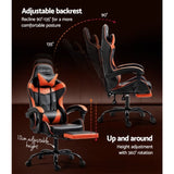 Artiss Gaming Office Chair Executive Computer Leather Chairs Footrest Orange OCHAIR-G-R4775-FT-BK-OR