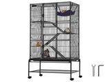 69" Metal Small Animal Cage 4-Tier Rolling Ferret Cage with Tray 3 Ramps V952-JSXDL301869I2SROXV0