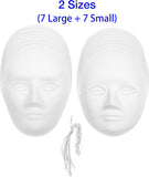 14-Pack Paper Mache Masks & 16-Pack Cat Mask White Blank for Party, Cosplay, Artistic V1258-DP02-C-928