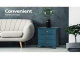 Artiss 2x Bedside Table 3 Drawers Vintage - THYME Blue ST-CAB-B-VIN3D-BUX2