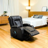 Recliner Chair Electric Massage Lift Chair with Heat Function PU Leather Lounge Sofa Black V63-834091