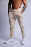 HARD HITTERS SLIM FIT TERRY JOGGERS BEIGE SMALL V697-SLIM-FIT-TERRY-JOGGERS-BEIGE-SMALL