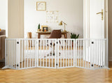 PaWz Wooden Pet Gate Dog Fence Safety White 6 Panels PT1060-6XL-WH