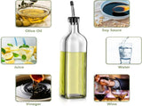 2 Pack Glass Olive Oil and Vinegar Dispenser Bottles with Stainless Steel Pourers, Labels, Brush and V1189-LC-AMZ-00248
