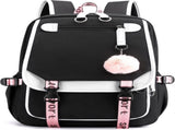 Girls School Student School Bag Outdoor With USB Charging Port, Black White - School Bag V1188-MS101-01169-1
