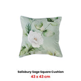 Bianca Salisbury Sage Velvet Square Filled Cushion 43 x 43cm V442-BCA-CUSHION-SALISBURY-SAGE-SQ
