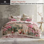 Logan and Mason 250TC Ikigai Magnolia Cotton Sateen Quilt Cover Set Queen V442-LED-QUILTCS-IKIGAI-MAGNOLIA-QS