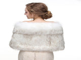 Poncho - 150*35cm - Cape - Women's Scarf - Shawl - Winter Scarf - Stole - Faux Fur - White - Soft V1188-NK-BOL-188