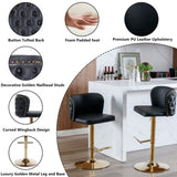 2x Faux Leather Golden Base Swivel Bar Stools- Black V226-SW1928BK