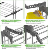 CARLA HOME Folding Drying Rack with Wheels and Adjustable Side Wings for Laundry Rack and LSB-36216