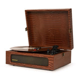 Crosley Voyager Bluetooth Portable Turntable - Brown Croc + Bundled Crosley Record Storage Display V398-CR8017BSS-BR4