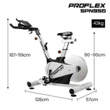 PROFLEX Heavy Duty Stationary Exercise Spin Bike, 13kg Flywheel, Pulse Sensors, LCD Display for Gym V219-FTNSBKPF95WA