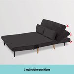 Sarantino 2-Seater Adjustable Sofa Bed Lounge Faux Velvet - Black SOFA-M30-SUE-BK