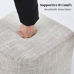 Ottoman Stool Linen Fabric Footstool Foot Rest Pouffe Pouf Seat - Cream Grey V274-FT-GQSST03-CR1