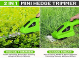 Carbon Steel Electric Pruning Shears 2-in-1, Cordless Hedge Trimmer, Grass & Shrub Cutter, V1232-DDXJ-YY-001
