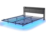 Levede Floating Bed Frame Double LED USB Power Storage Headboard Metal Base BF1085-D-DGY-AU