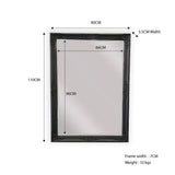 French Provincial Ornate Mirror - Black - Small 80cm x 110cm V292-MIRR-FRN015