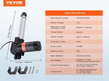 Linear Actuator 12V, 8 Inch Heavy Duty 1320lbs/6000N Linear Actuator, 0.19"/s Linear Motion Actuator V952-ZXXXZXQ8INCHTAMZ2V9