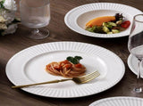 Dinner Plates Ceramic Dinner Plate Rice Soup Bowl White Relief Tableware Round Dinner Plate V1366-AZ2-W-10095