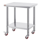 VEVOR Stainless Steel Work Table with Wheels 24 x 30 Prep Table with casters Heavy Duty Work Table V952-SYGZT30X24INDJL01V0