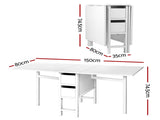 Artiss Dining Table and Chairs Set 5pcs Foldable with 2 Drawers Black and White DSET-CHANGE-DIN-B04-BKX4